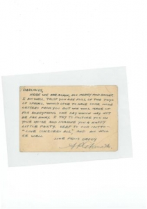 囚禁在赤柱拘留營的阿瑟給家人的信